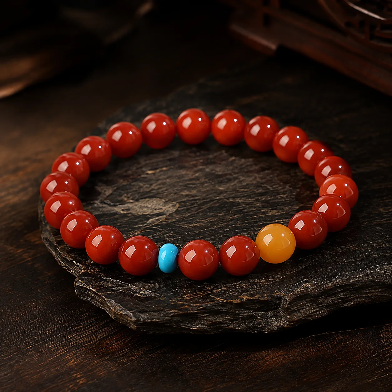 Nanhong Agate & Amber Bracelet